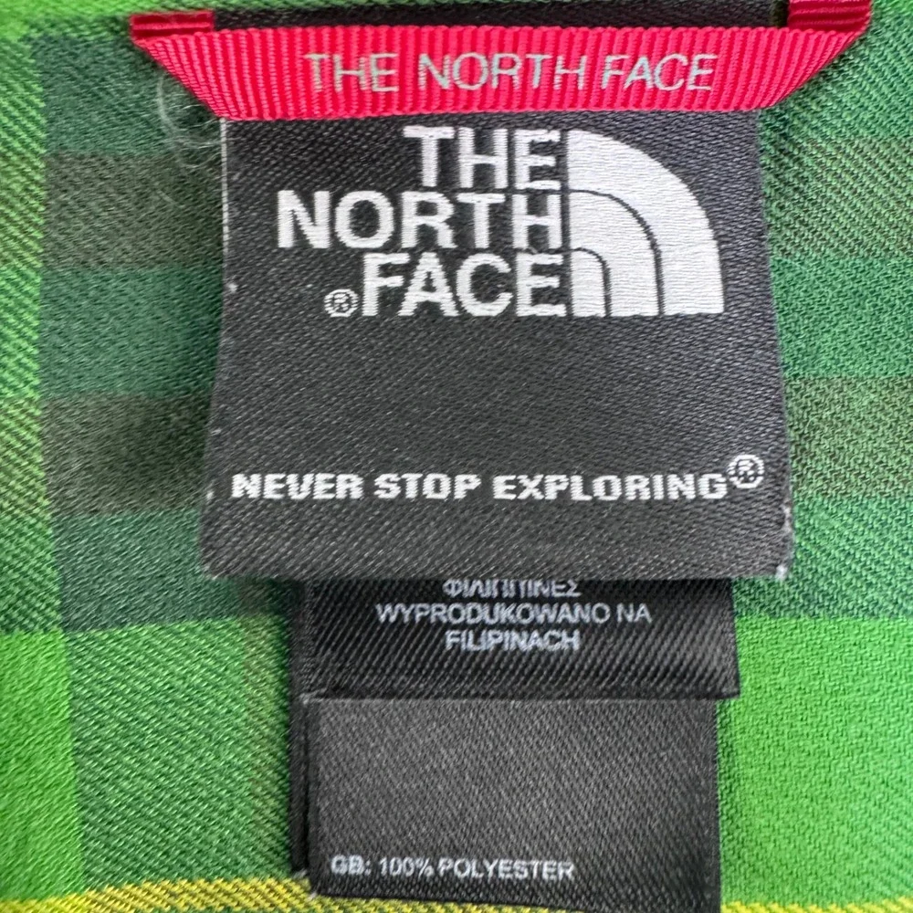 The North Face Mens Large Green Yellow Plaid Snap Front Long Sleeve Shirt L